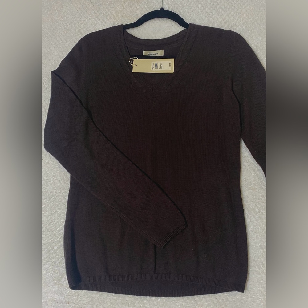 FACONNABLE WOMENS SMALL BROWN KNIT SWEATER $100 OFF!!